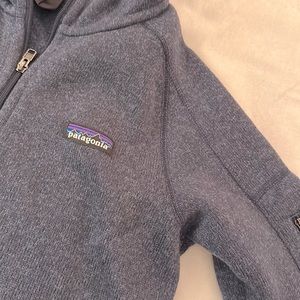 Navy Blue Patagonia Fleece Zip-up Sweater With Hood